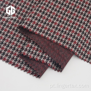 Tela do jacquard do poliéster Houndstooth com elastano